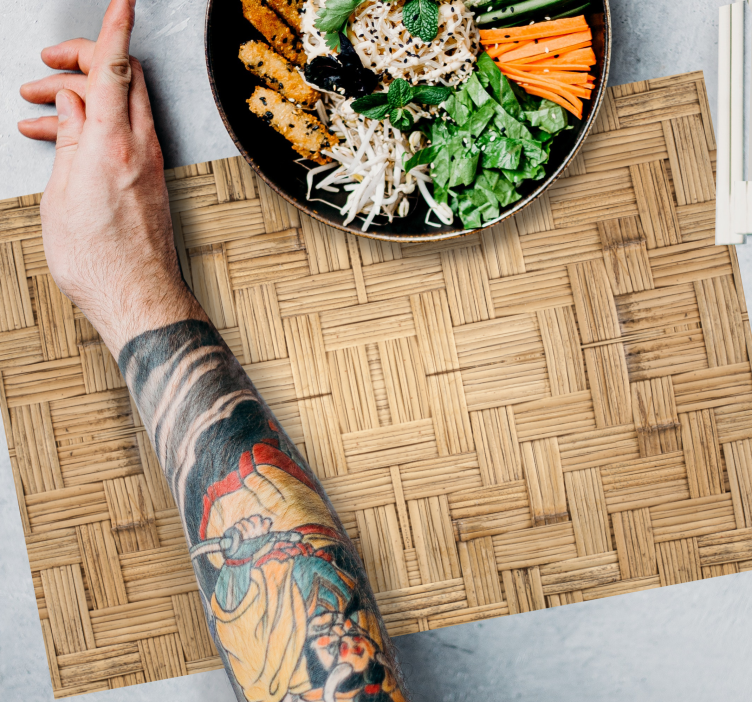 Mantel individual patrón superficie de bambú tejido - TenVinilo