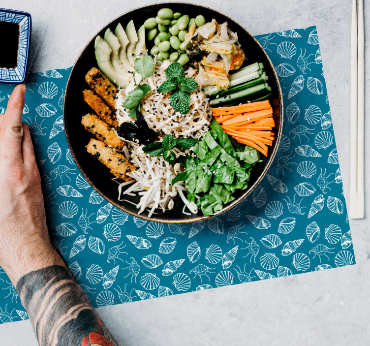 Mantel individual patrón superficie de hojas - TenVinilo