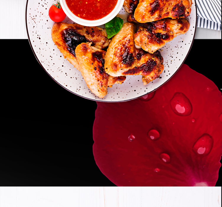 Mantel individual patrón superficie de pétalos rojos - TenVinilo