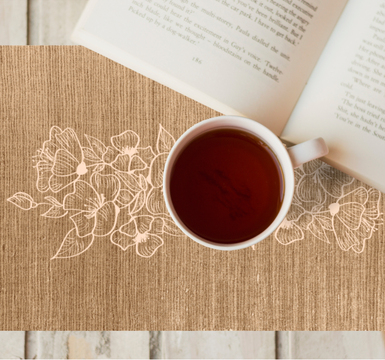 Mantel individual patrón superficie floral en relieve - TenVinilo