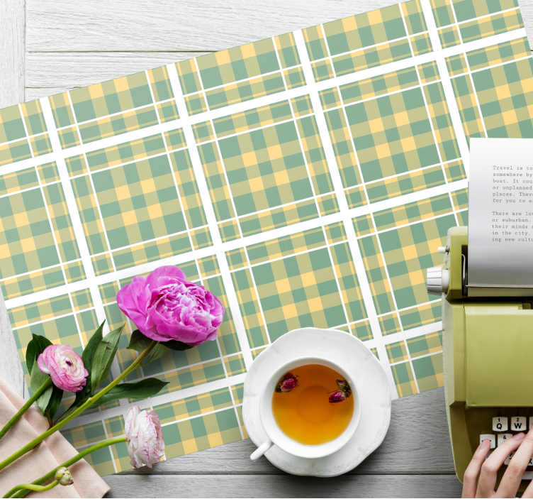 Mantel individual patrón textil a cuadros - TenVinilo