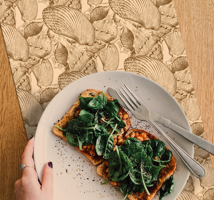 Mantel individual patrón textura de concha - TenVinilo