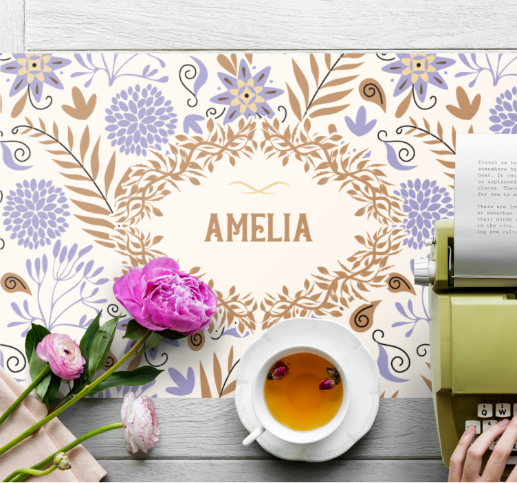 Mantel individual personalizable con estampado floral - TenVinilo