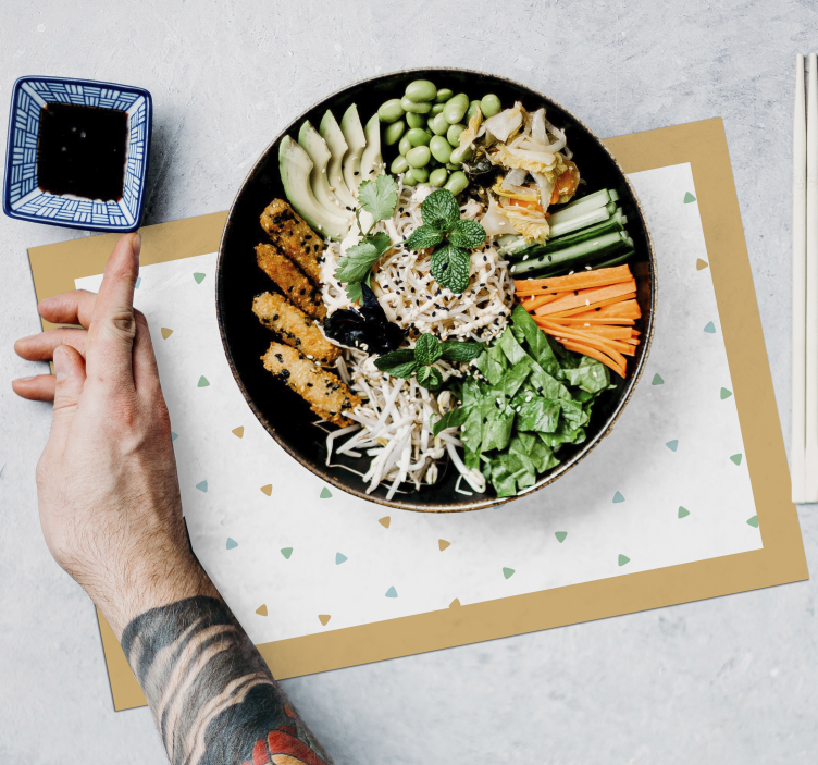 Mantel individual personalizable patrón triangular elegante - TenVinilo