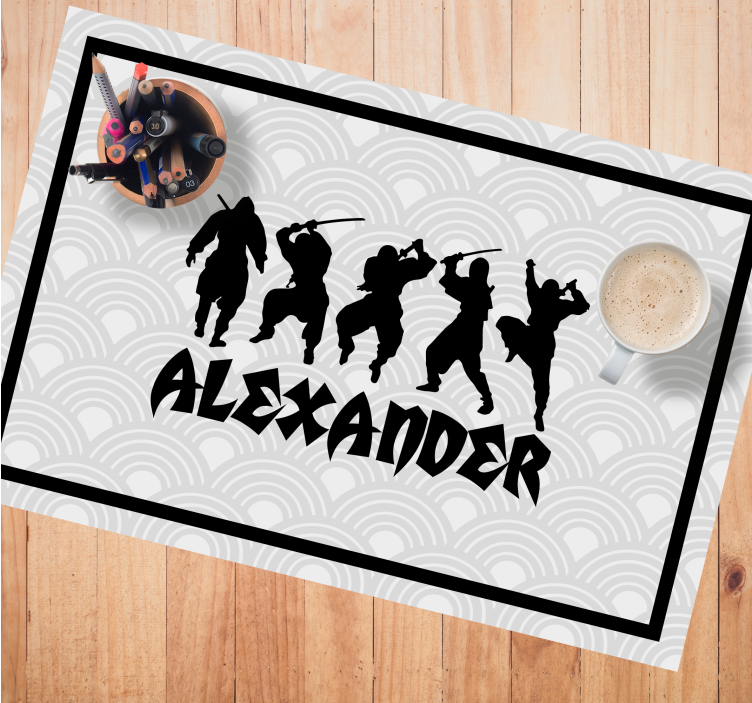Mantel individual personalizable siluetas de ninja warrior - TenVinilo