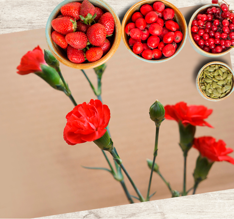 Mantel individual rectangular claveles rojos - TenVinilo