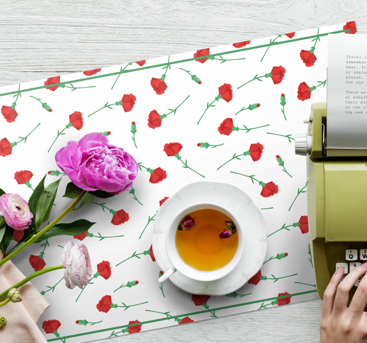 Mantel individual rectangular con claveles - TenVinilo