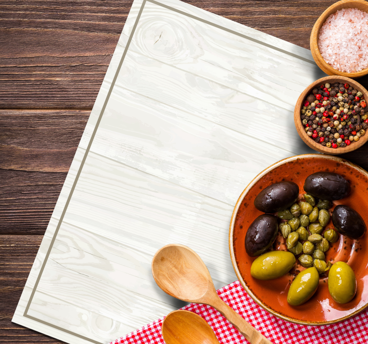 Mantel individual rectangular madera blanca - TenVinilo