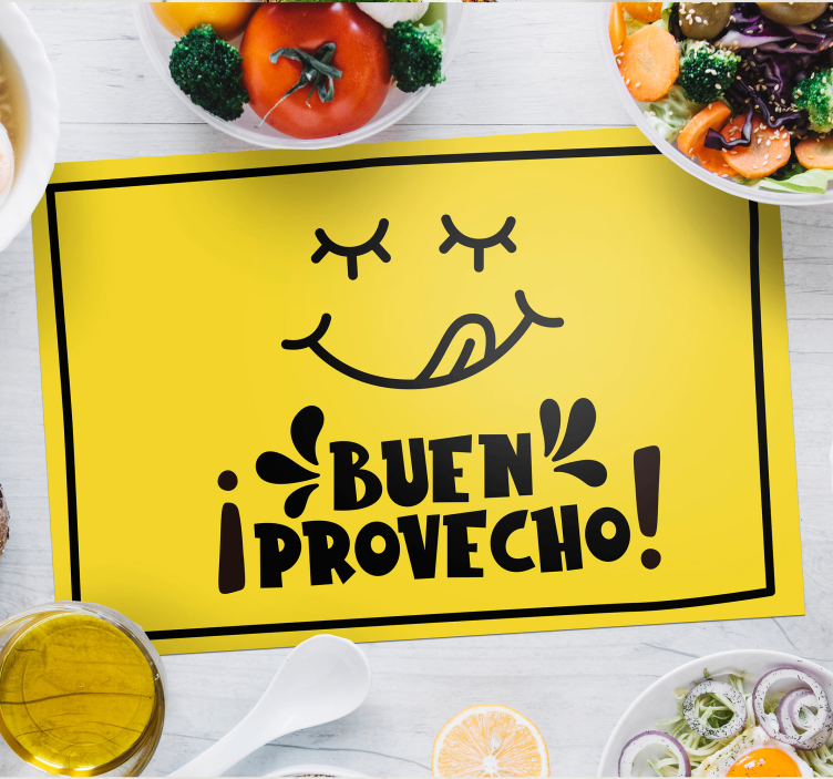 Manteles individuales frase buen provecho - TenVinilo