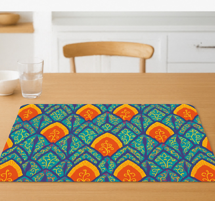 Manteles individuales indios con patrón floral colorido - TenVinilo