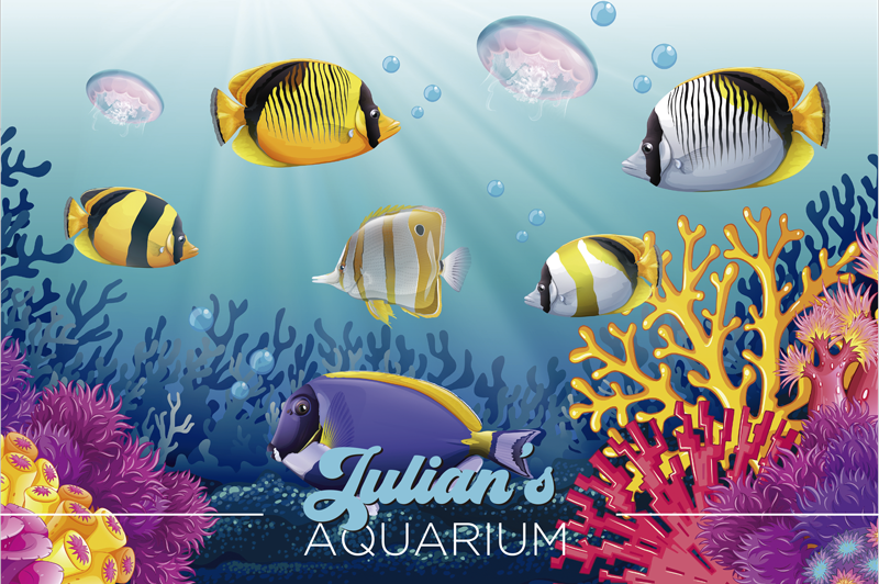 Mantel individual acuífero de peces con nombre - TenVinilo