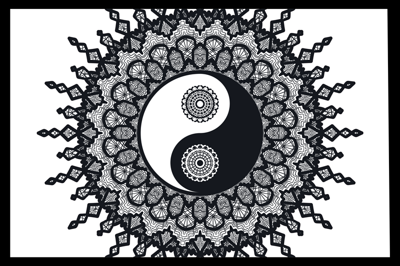 Mantel individual patrón mandala yin yang - TenVinilo