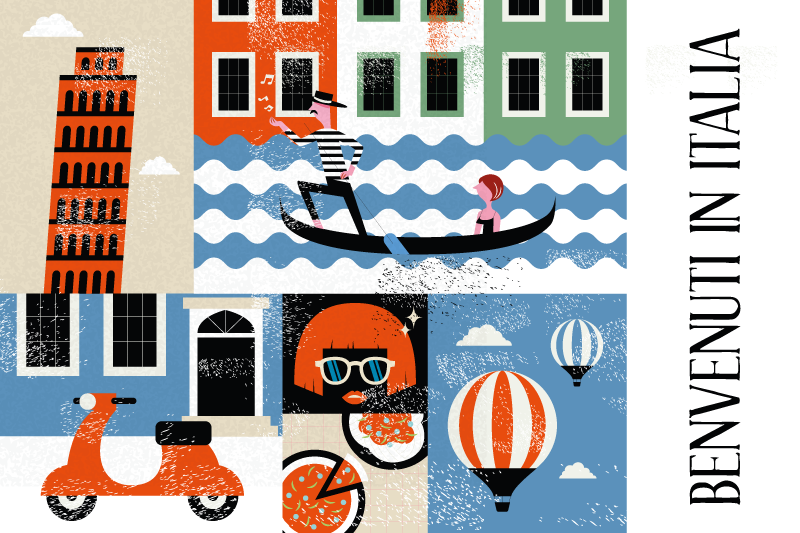 Mantel individual original escena italiana vibrante - TenVinilo