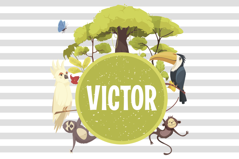 Manteles individuales con nombre Animales de la selva con nombre - TenVinilo