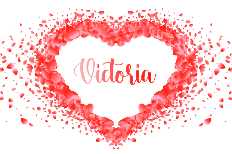 Manteles individuales con nombre Pétalos formando corazón con nom - TenVinilo