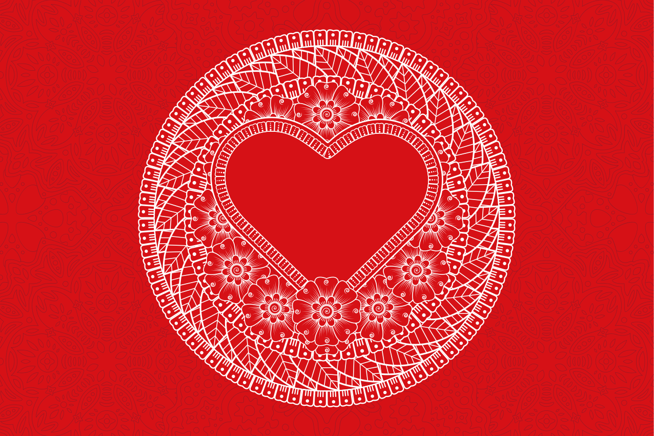 Mantel individual frases patrón de corazones - TenVinilo