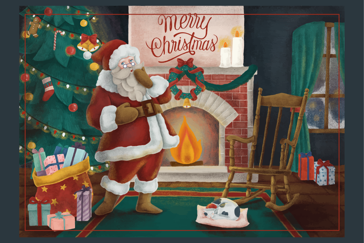 Mantel individual navideño reunión de santa claus - TenVinilo