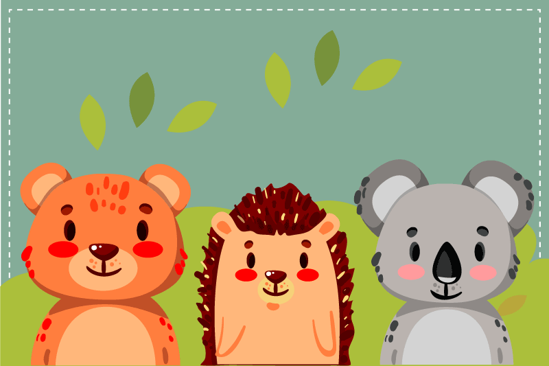 Mantel individual infantil amigos animales adorables - TenVinilo