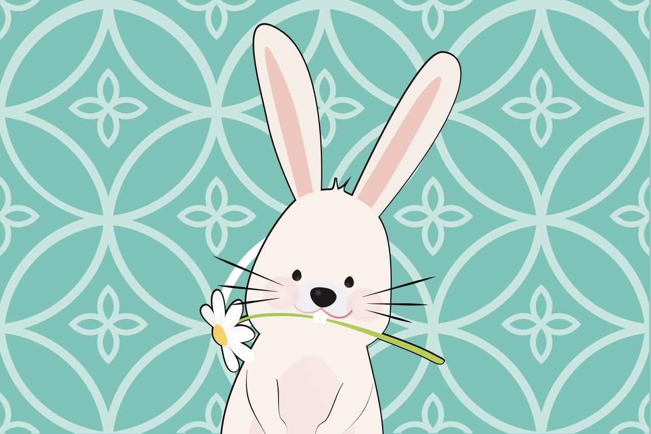 Mantel individual infantil conejito lindo con flor - TenVinilo