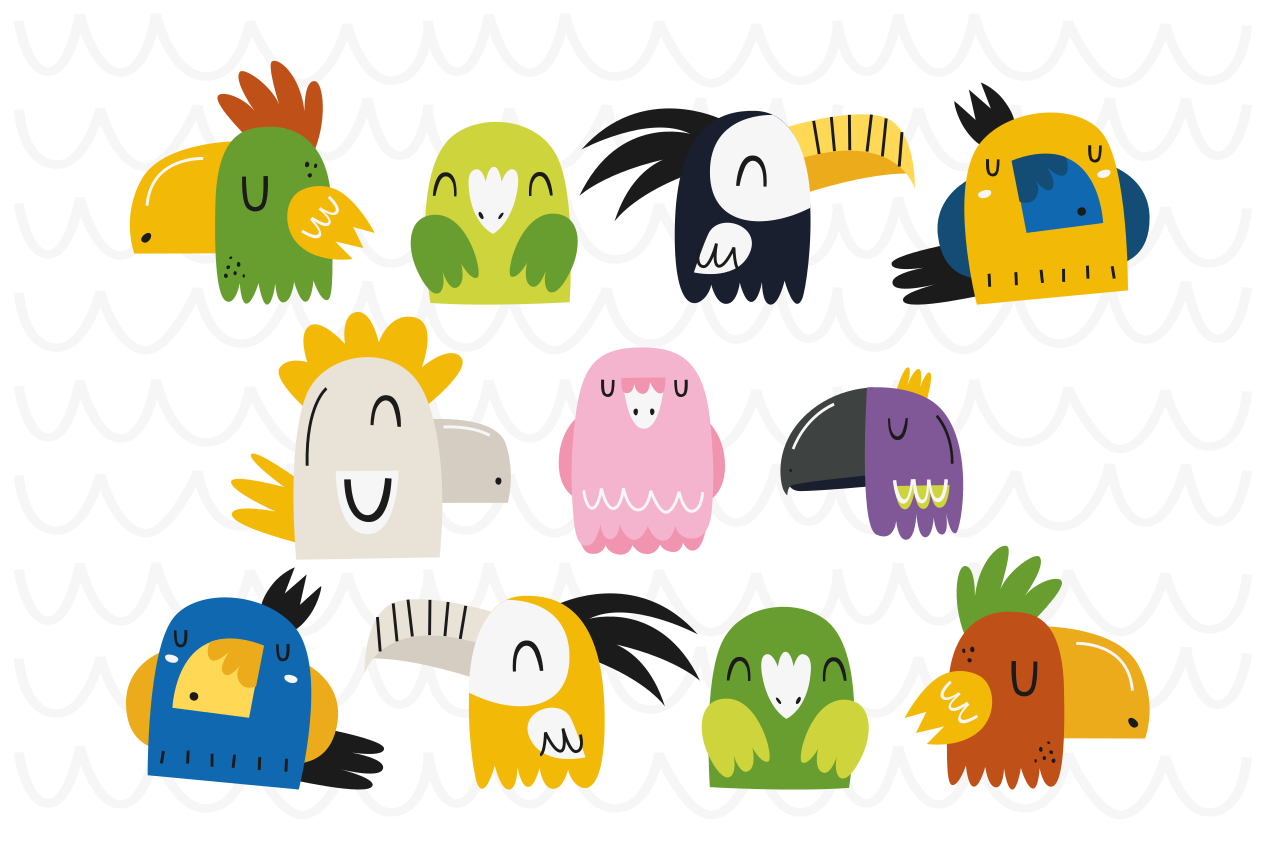 Mantel individual infantil cabezas de pájaros coloridos - TenVinilo