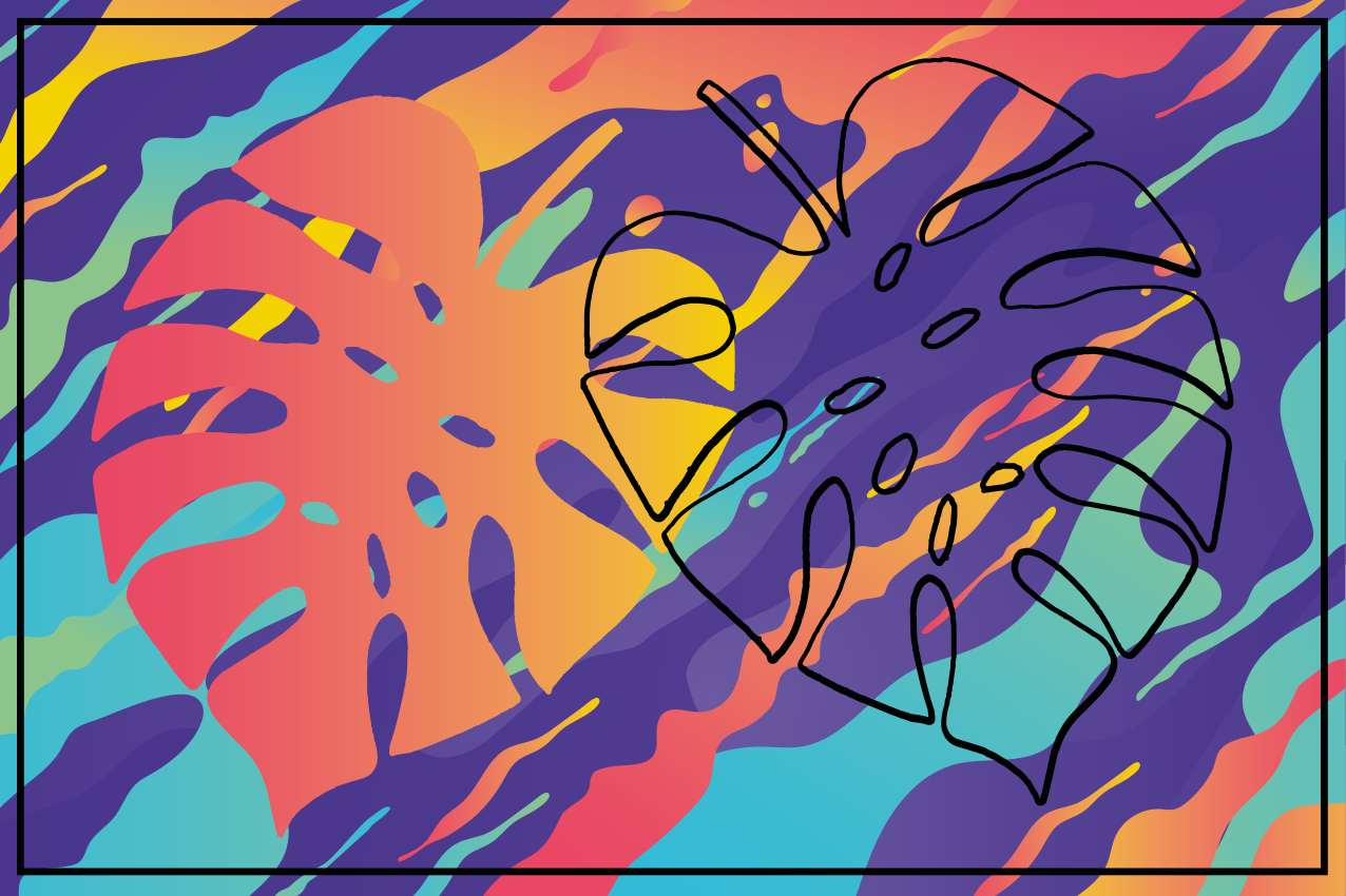 Mantel individual original patrón de hojas coloridas - TenVinilo