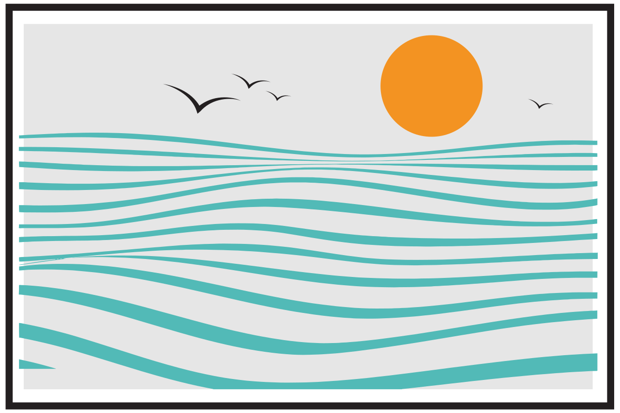 Mantel individual moderno diseño de olas estilizadas - TenVinilo