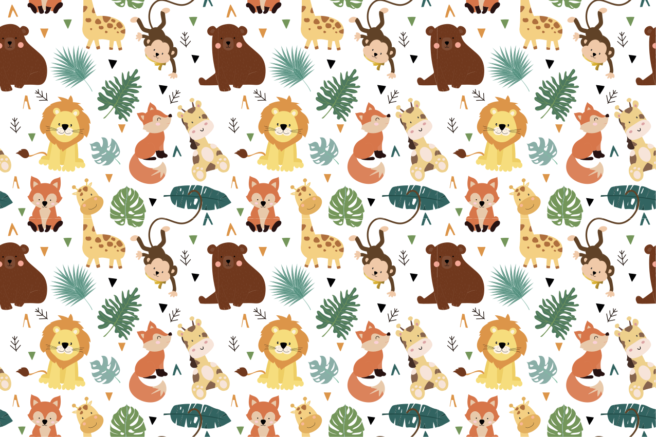 Mantel individual infantil con lindos patrones de animales - TenVinilo