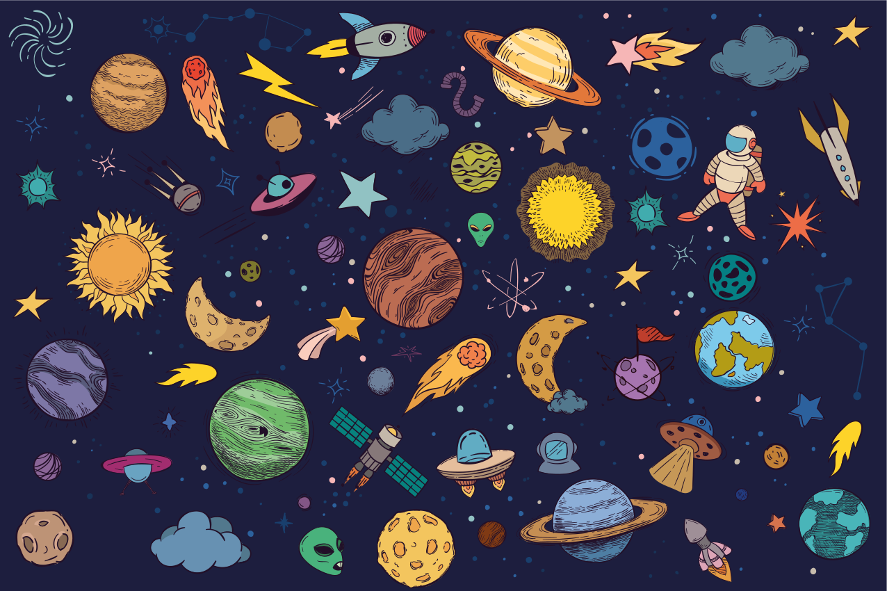 Mantel individual original Muchos símbolos espaciales - TenVinilo