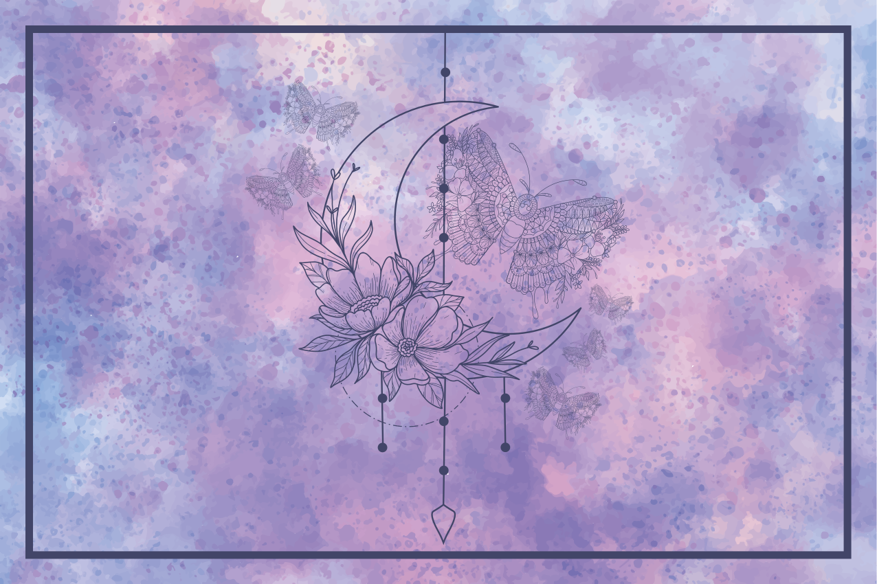 Mantel individual original diseño floral lunar - TenVinilo