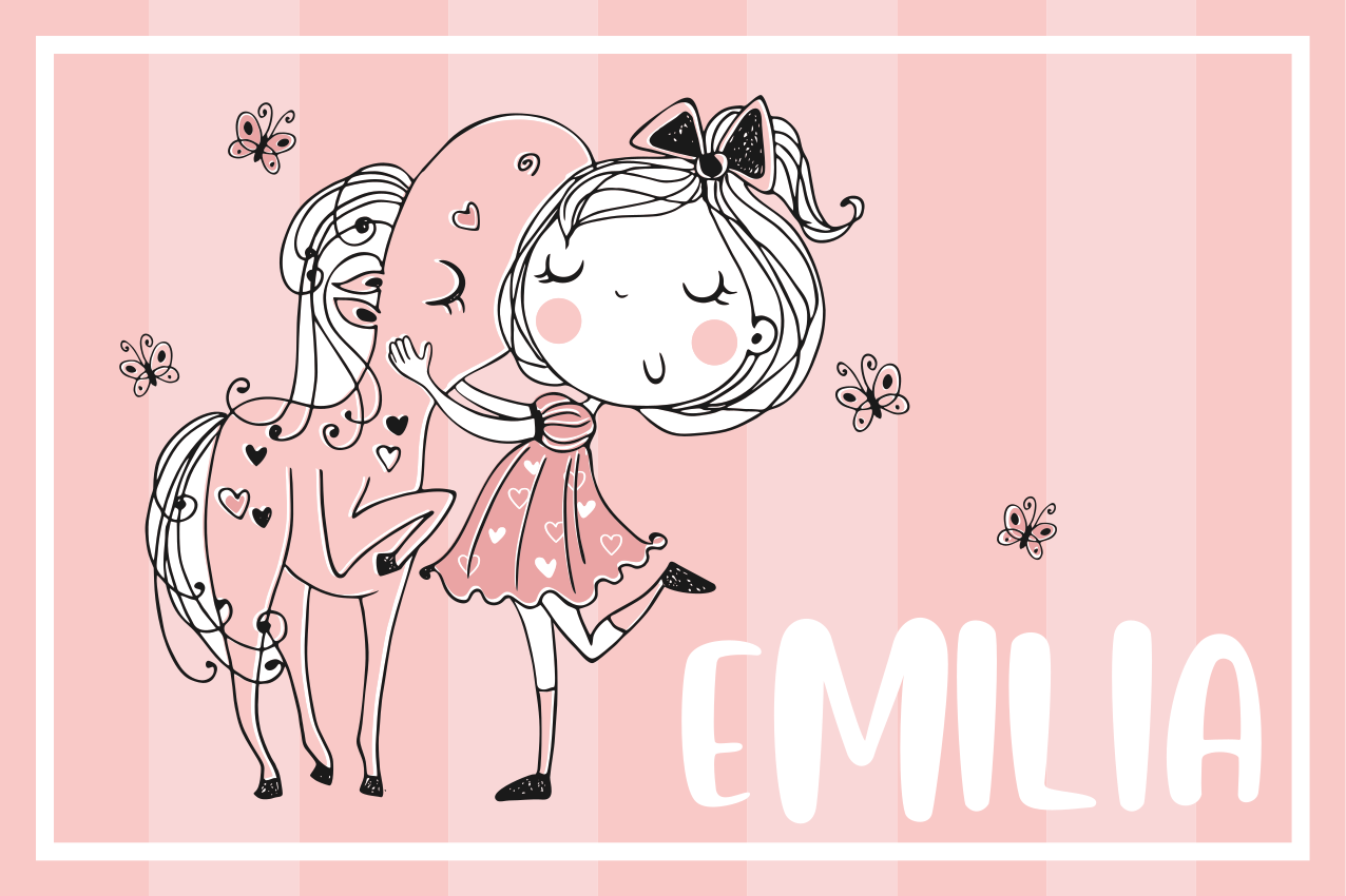 Mantel individual infantil niña encantadora caballo - TenVinilo