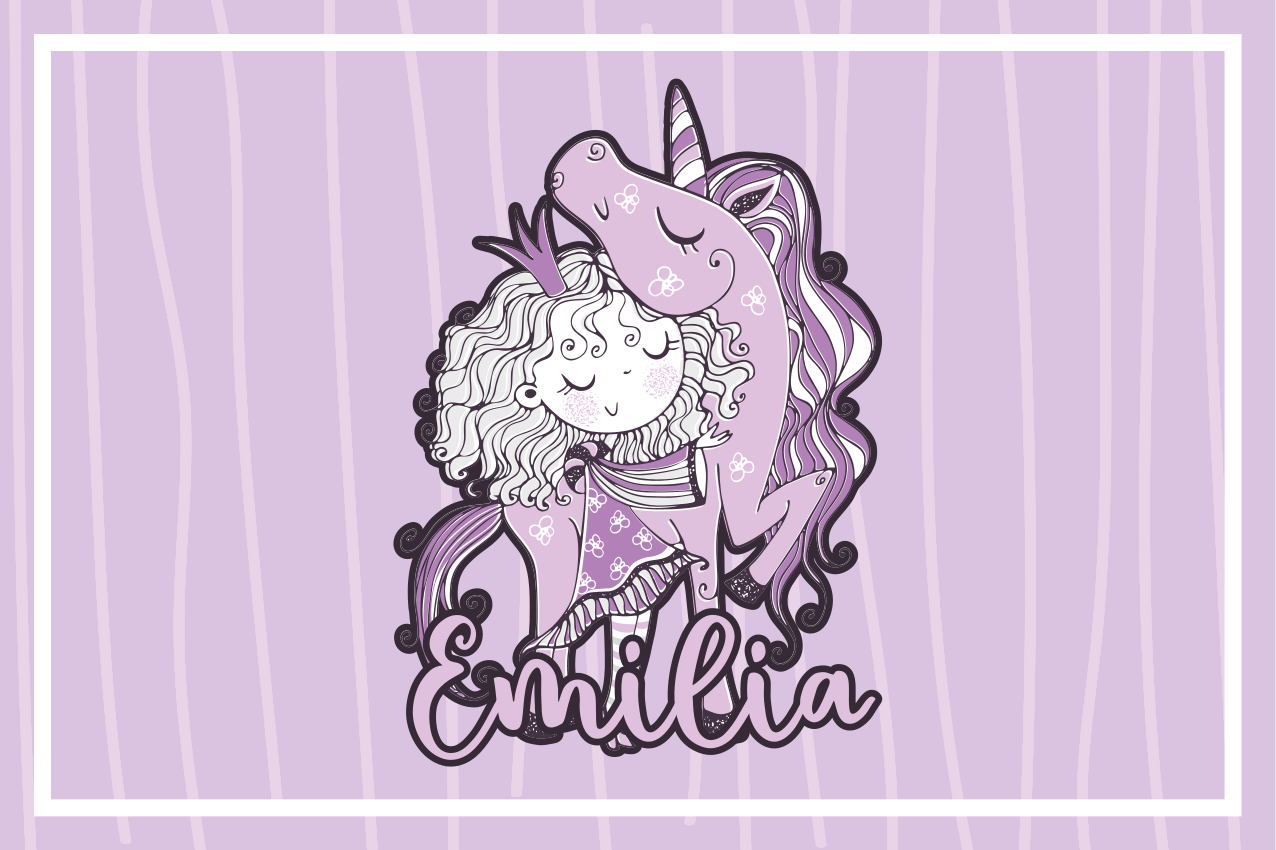 Mantel individual infantil abrazo de unicornio lindo - TenVinilo