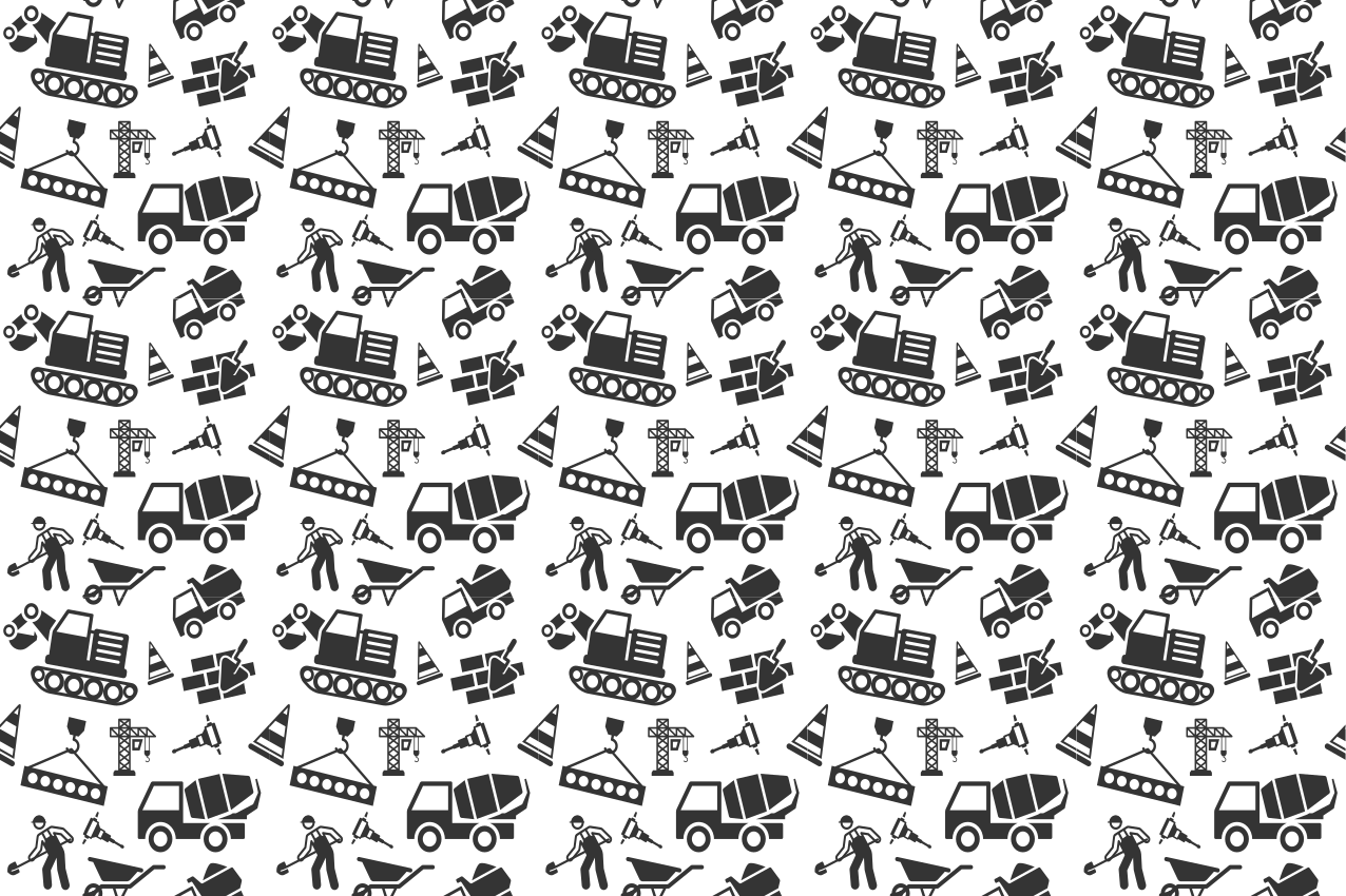 Mantel individual infantil con estampados de construcción - TenVinilo