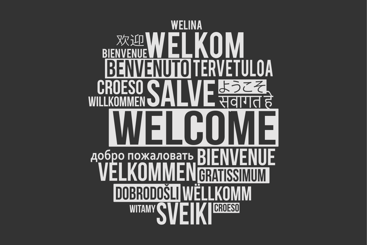 Mantel individual frases diseño multilingüe bienvenido - TenVinilo