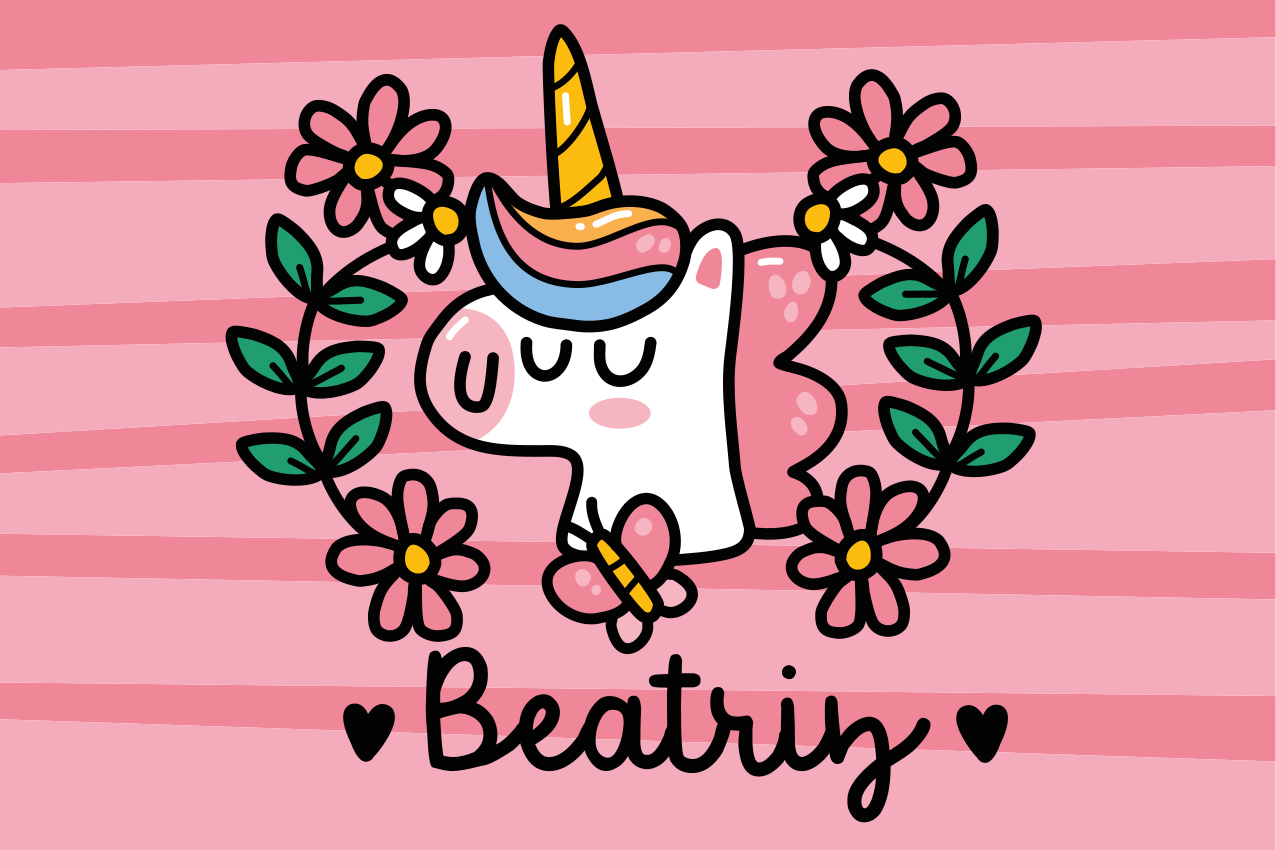 Mantel individual infantil unicornio fantástico con flores - TenVinilo