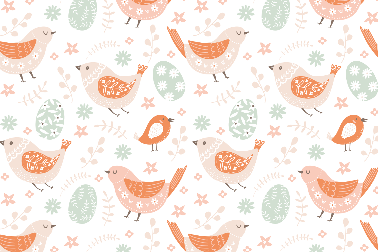 Mantel individual infantil patrones de pájaros encantadores - TenVinilo