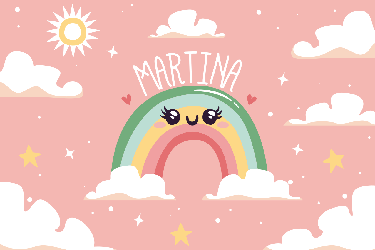 Mantel individual infantil escena de arcoíris alegre - TenVinilo