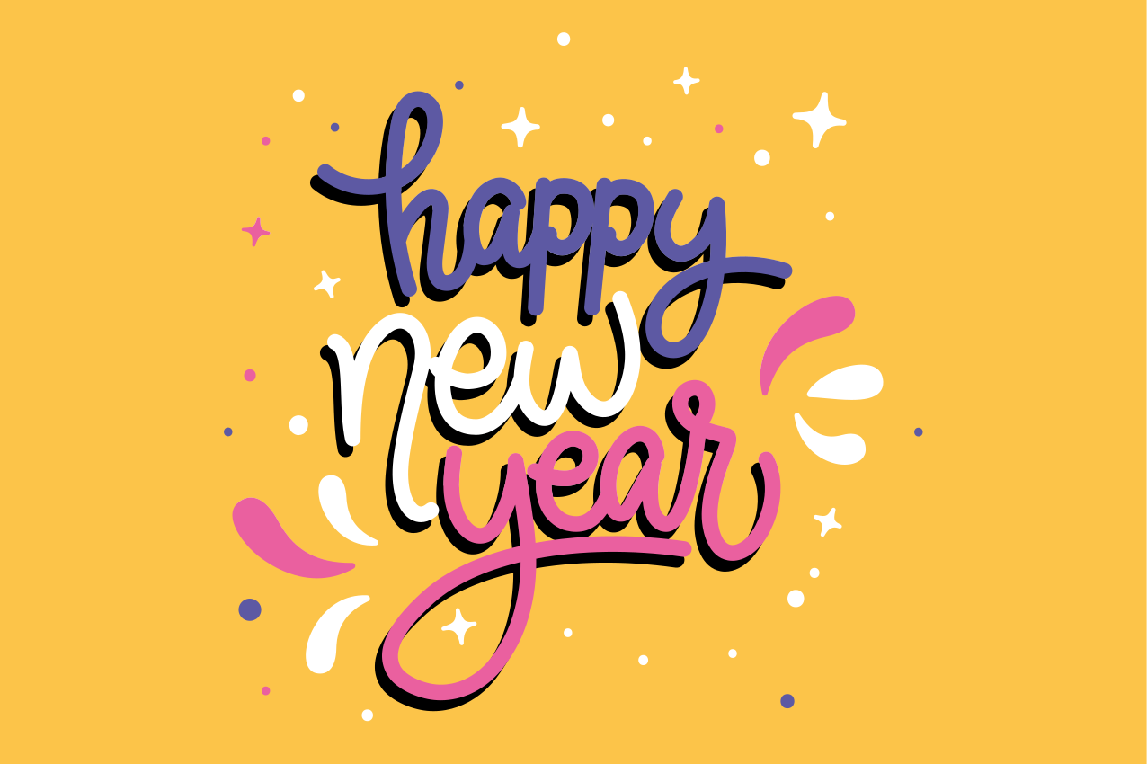 Mantel individual navideño tipografía feliz año nuevo - TenVinilo