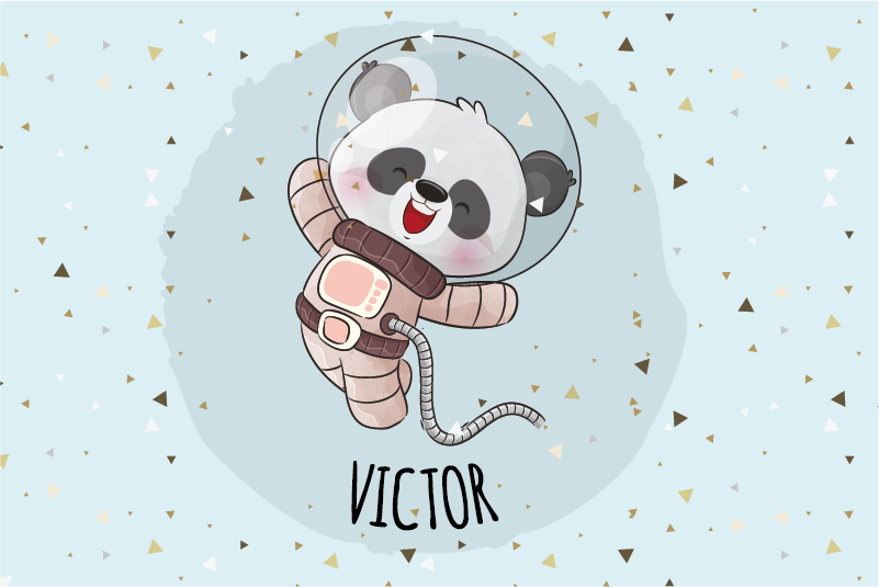 Mantel individual infantil Lindo panda para niño con nombre - TenVinilo