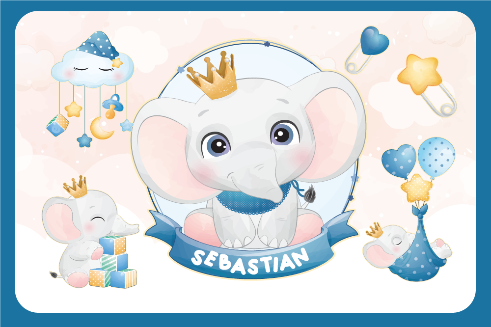 Mantel individual infantil ilustración de elefante lindo - TenVinilo