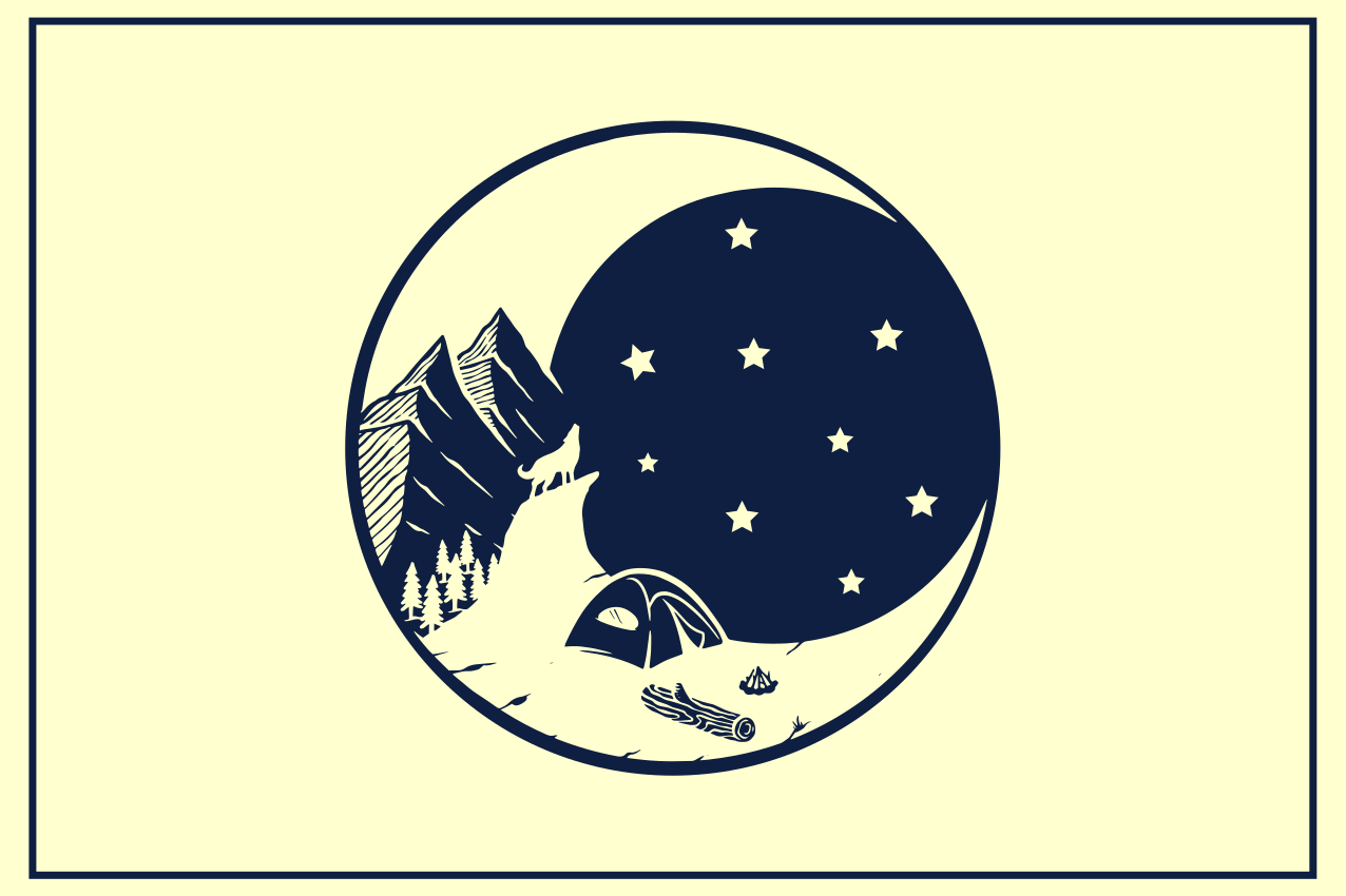 Mantel individual original escena de camping en montaña - TenVinilo