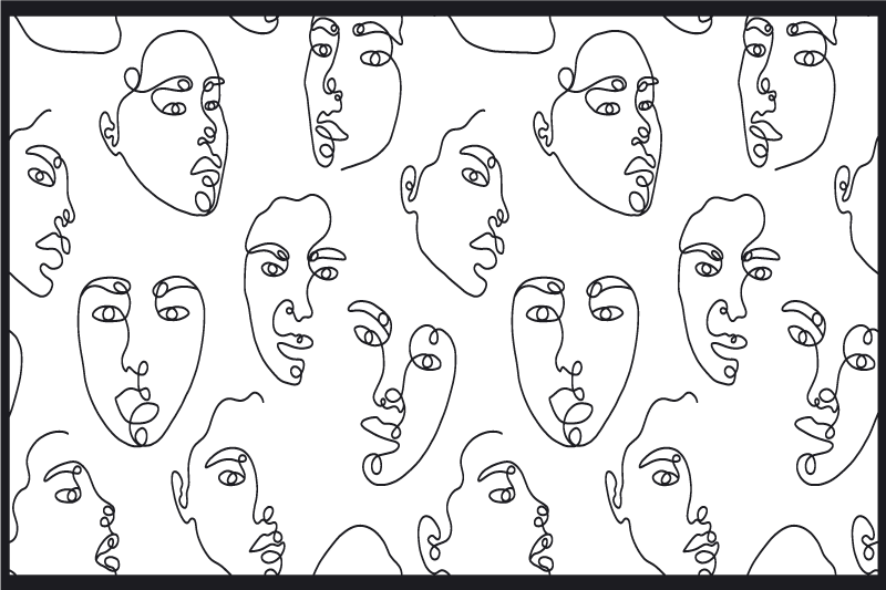Mantel individual moderno dibujo lineal de rostro abstracto - TenVinilo