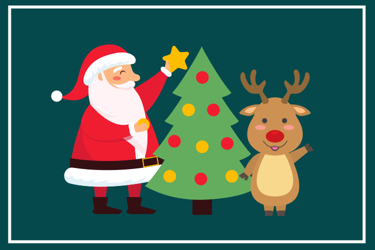 Mantel individual navideño santa y renos - TenVinilo