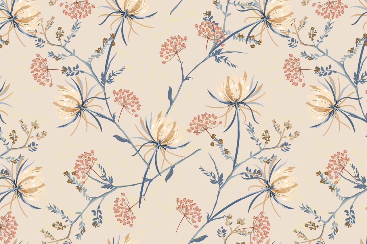 Mantel individual patrón acentos florales - TenVinilo