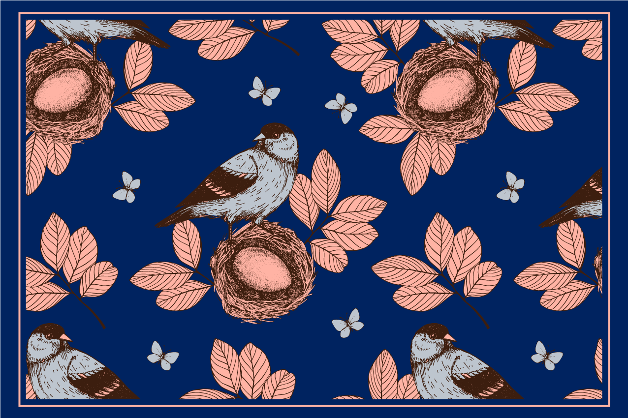 Mantel individual original patrón nido de aves - TenVinilo