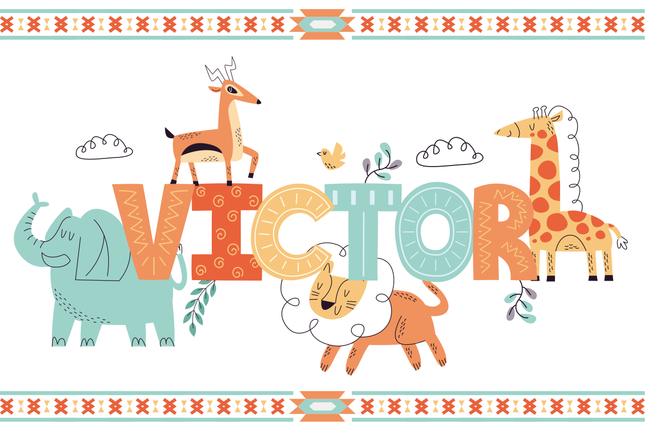 Mantel individual infantil arte de nombres de animales - TenVinilo