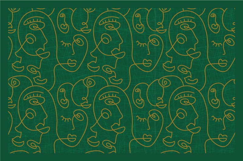 Mantel individual original patrón de caras abstractas - TenVinilo