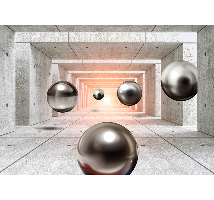 Papel pintado 3D túnel con esferas - TenVinilo
