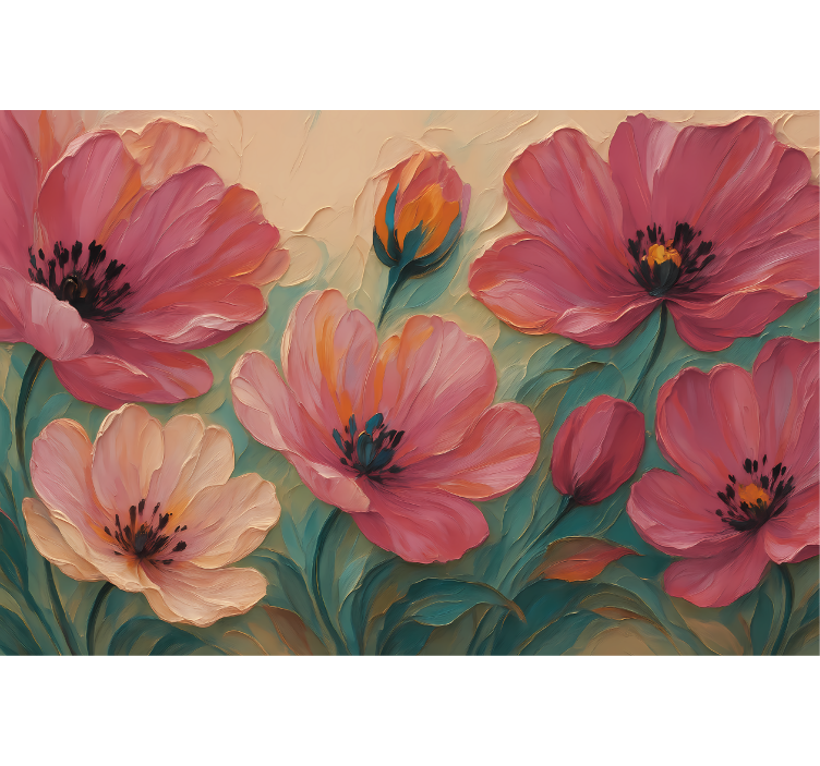 Mural para baño arte de flores pintadas - TenVinilo