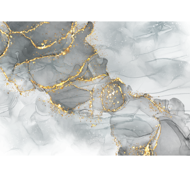 Mural habitación matrimonio pared de mosaico gris y dorado - TenVinilo