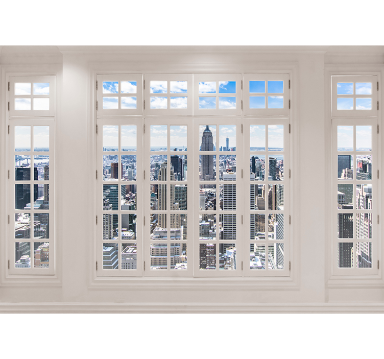 Papel pintado salón ventana a Nueva York - TenVinilo